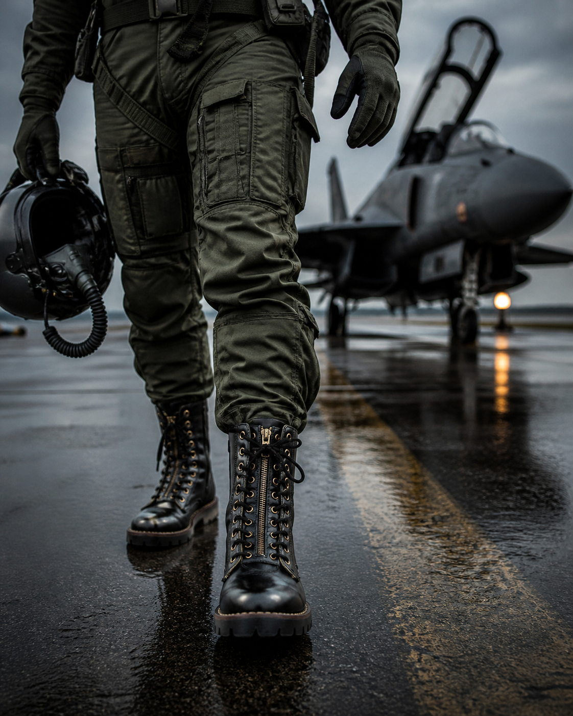 Pilots Boots : Black leather boots for Pilots with Memory foam footpad. Article : A610