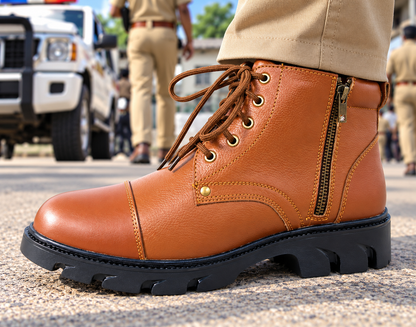 Police_DMS_Boot_Genuine_tan_leather_Police_Uniform_boots_with_Brass_side_chain_Memory_foam_footpad._Article-601P601OA-