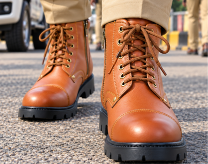 Police_DMS_Boot_Genuine_tan_leather_Police_Uniform_boots_with_Brass_side_chain_Memory_foam_footpad._Article-601P601OA-