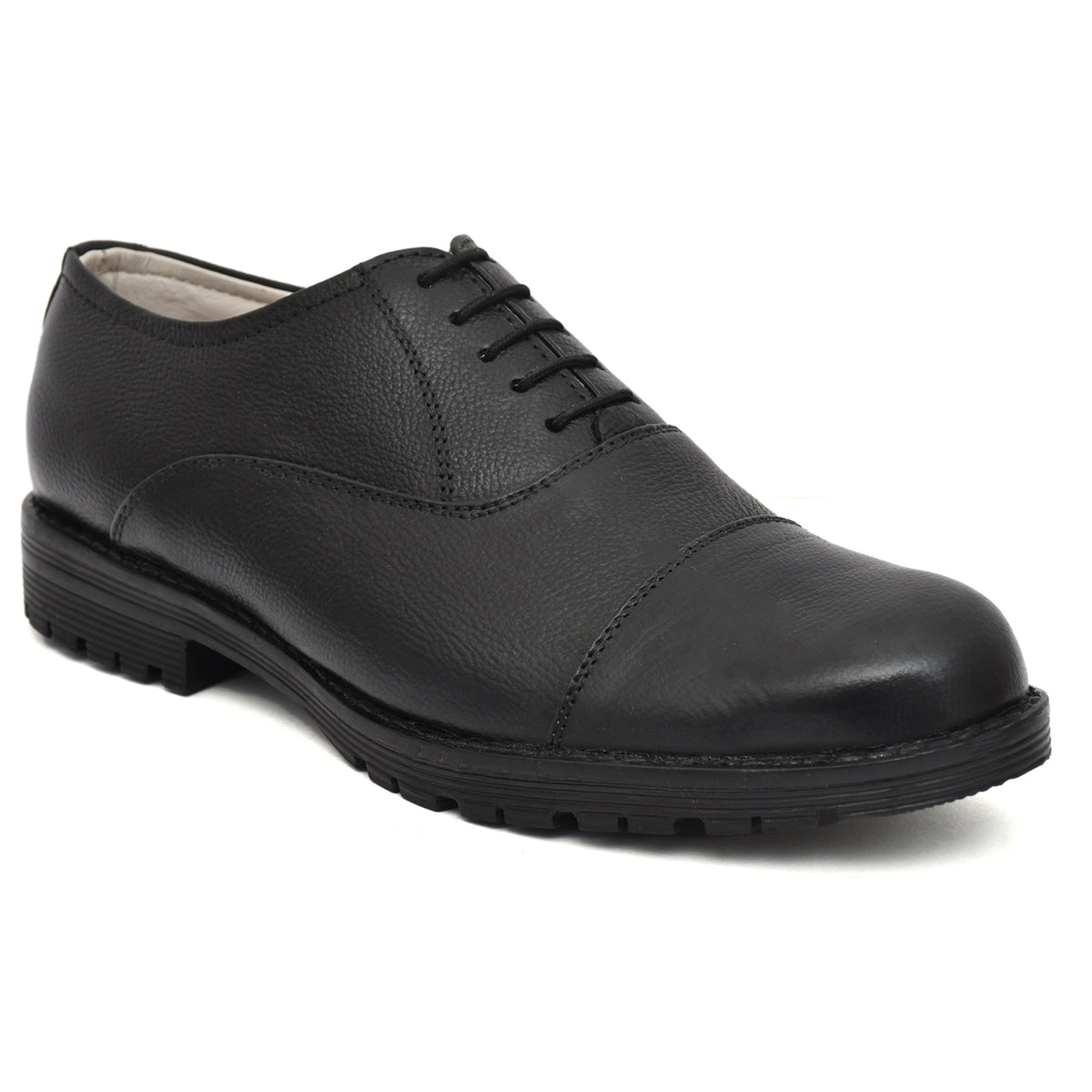 Police Oxford Black Uniform Shoes : Genuine leather Police Oxford Shoes with & Memory foam footpad.;-106PO-black-b