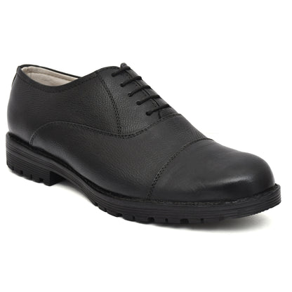 Police Oxford Black Uniform Shoes : Genuine leather Police Oxford Shoes with & Memory foam footpad.;-106PO-black-b