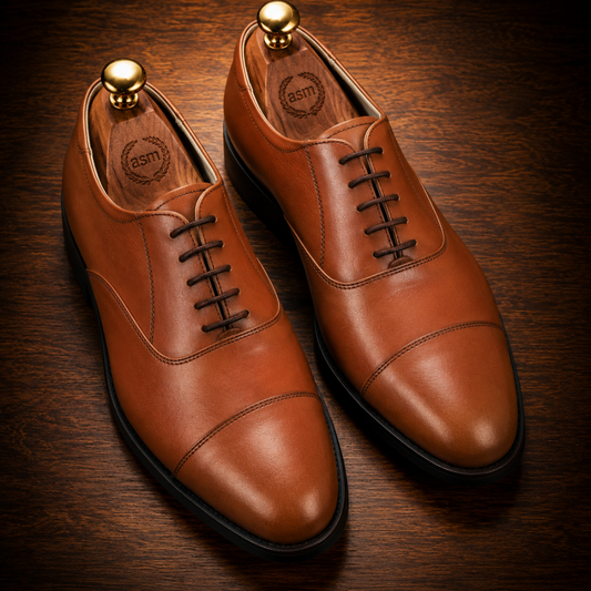 Police Oxford Shoes Tan Leather with Memory Foam Footpad