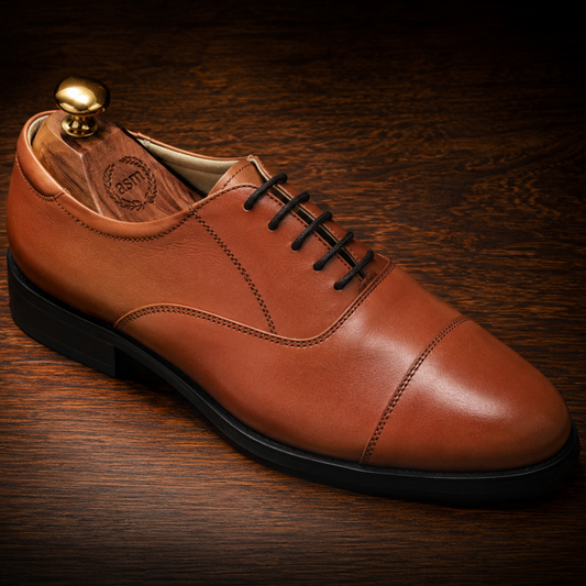 Police Oxford Shoes Tan Leather with Memory Foam Footpad