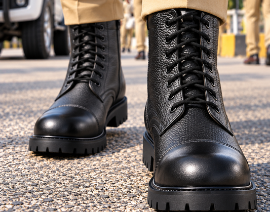 Police_and_military_dms_leather_boots_are_rugged_black_leather_footwear_designed_for_official_uniform_duty_parade_NCC_and_combat_use-Police-608E-b