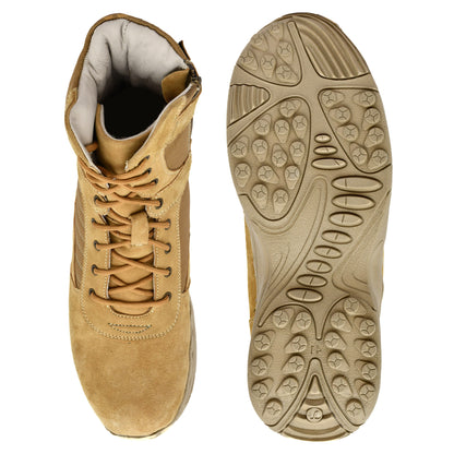 Air Force Uniform Boots : 9 Inches Beige Suede leather Air Force boots for officers with Memory foam footpad.