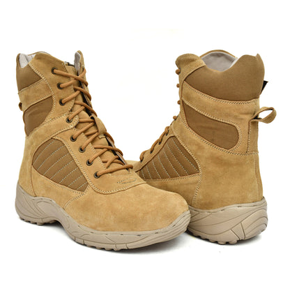 Air Force Uniform Boots : 9 Inches Beige Suede leather Air Force boots for officers with Memory foam footpad.