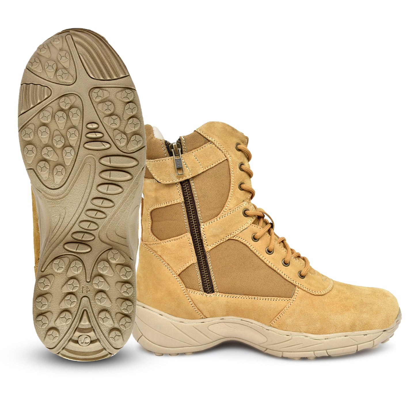 Air Force Uniform Boots : 9 Inches Beige Suede leather Air Force boots for officers with Memory foam footpad.