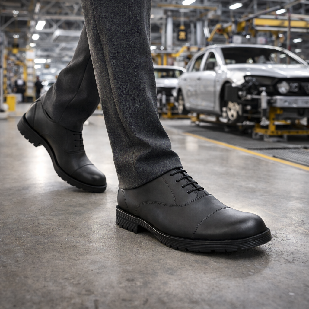 Safety Shoes : Industrial Safety Oxford Shoes with Steel Toe & Memory foam footpad.