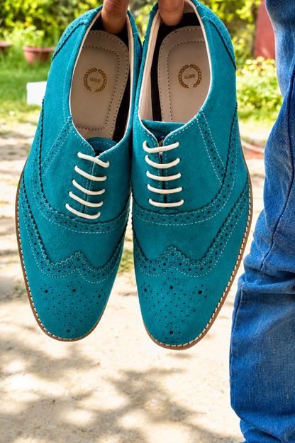 Sky Blue Suede Sneakers with Memory Foam Footpad - SN30-SkyBlue