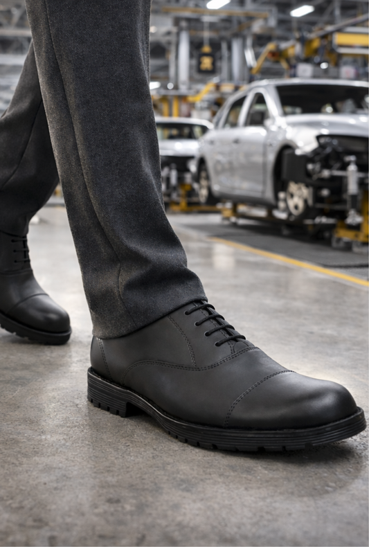 Safety Shoes : Industrial Safety Oxford Shoes with Steel Toe & Memory foam footpad.