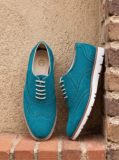 Sky Blue Suede Sneakers with Memory Foam Footpad - SN30-SkyBlue
