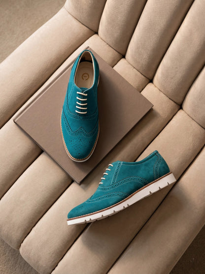 Sky Blue Suede Sneakers with Memory Foam Footpad - SN30-SkyBlue