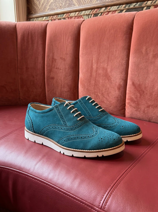 Sky Blue Suede Sneakers with Memory Foam Footpad - SN30-SkyBlue