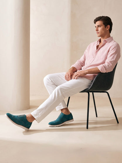 Sky Blue Suede Sneakers with Memory Foam Footpad - SN30-SkyBlue