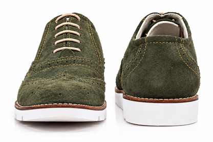 Sneakers : Green Suede leather Sneakers with Memory foam footpad. Article : SN30-Green