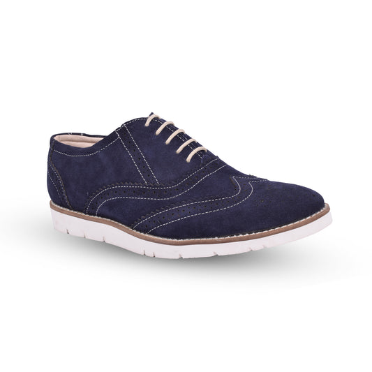 Sneakers : Blue Suede leather Sneakers with Memory foam footpad. Article : SN30-Blue