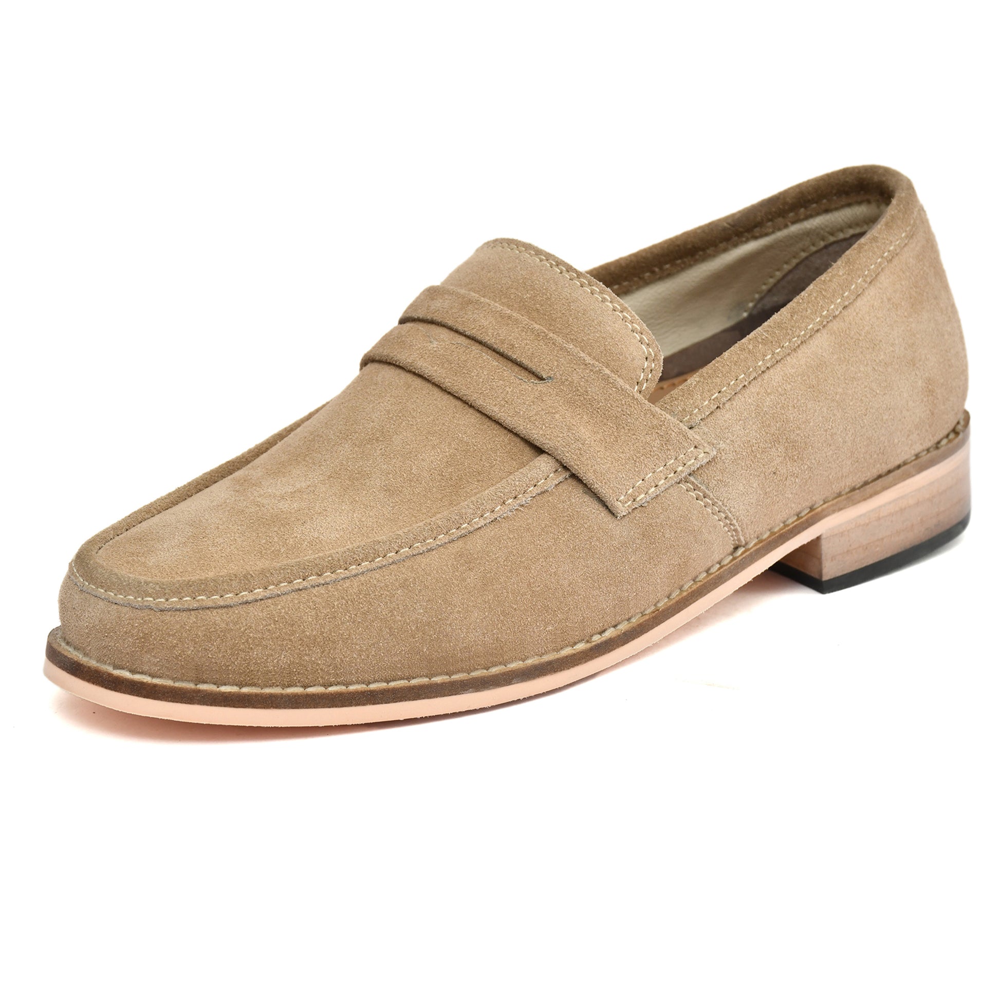 Sneakers : Light Brown Suede leather handmade Moccasins with Memory foam footpad. Article :  HU003-LBrown