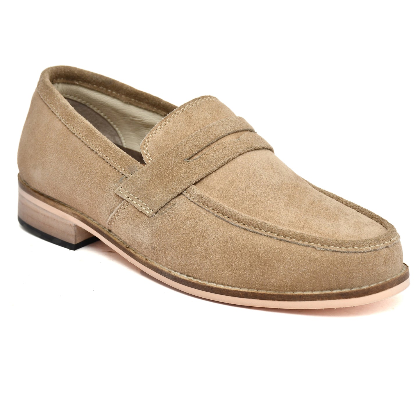 Sneakers : Light Brown Suede leather handmade Moccasins with Memory foam footpad. Article :  HU003-LBrown