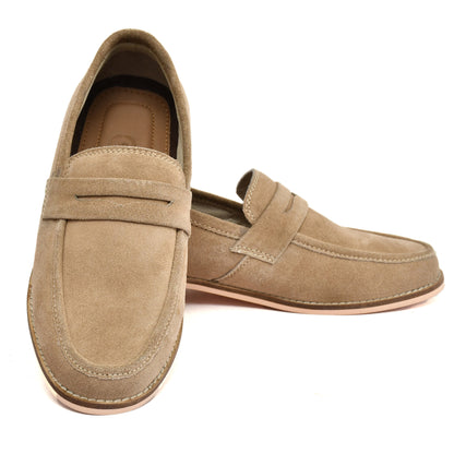 Sneakers : Light Brown Suede leather handmade Moccasins with Memory foam footpad. Article :  HU003-LBrown