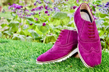 Sneakers : Purple Suede leather Sneakers with Memory foam footpad. Article : SN30-Purple