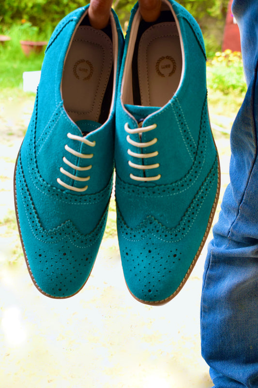 Sneakers : Sky Blue Suede leather Sneakers with Memory foam footpad. Article : SN30-SkyBlue