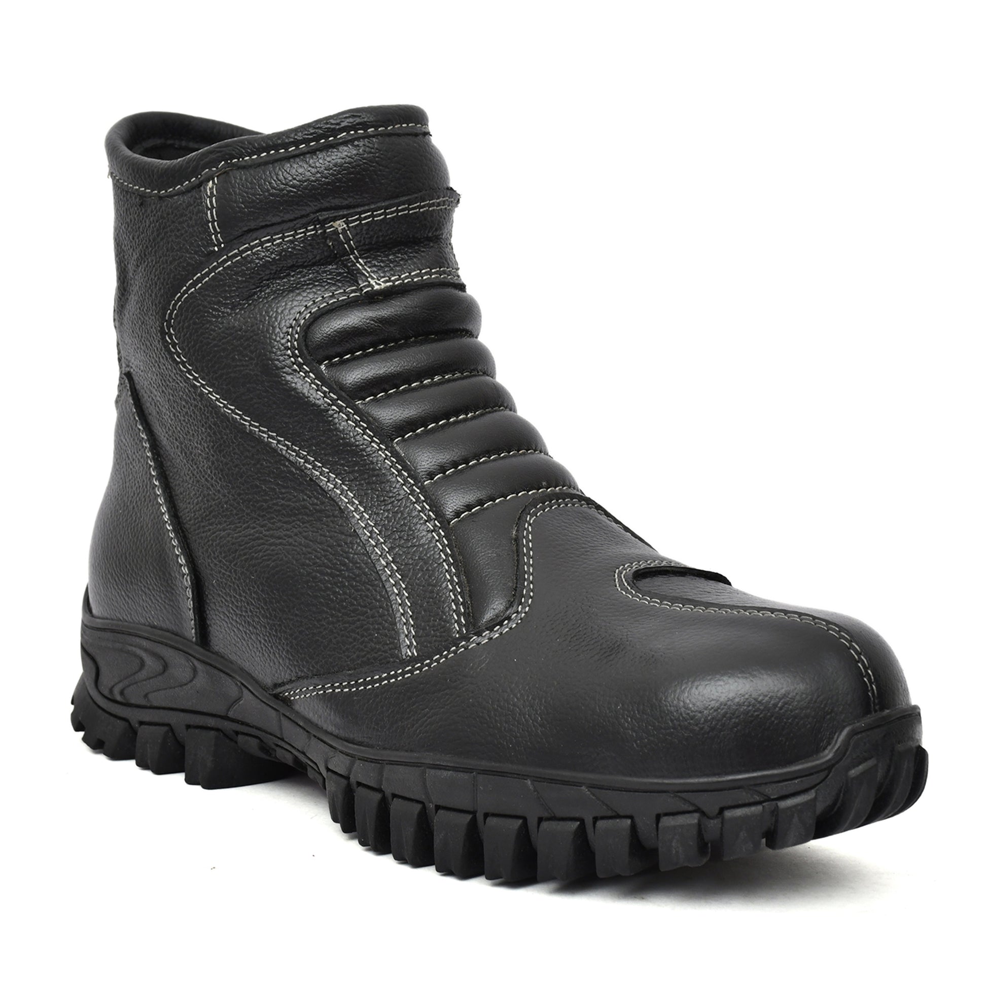 Snow Boots -Black Leather Snow Boots with Insulation, Fur & Memory Foam Footpad. WS709-Black