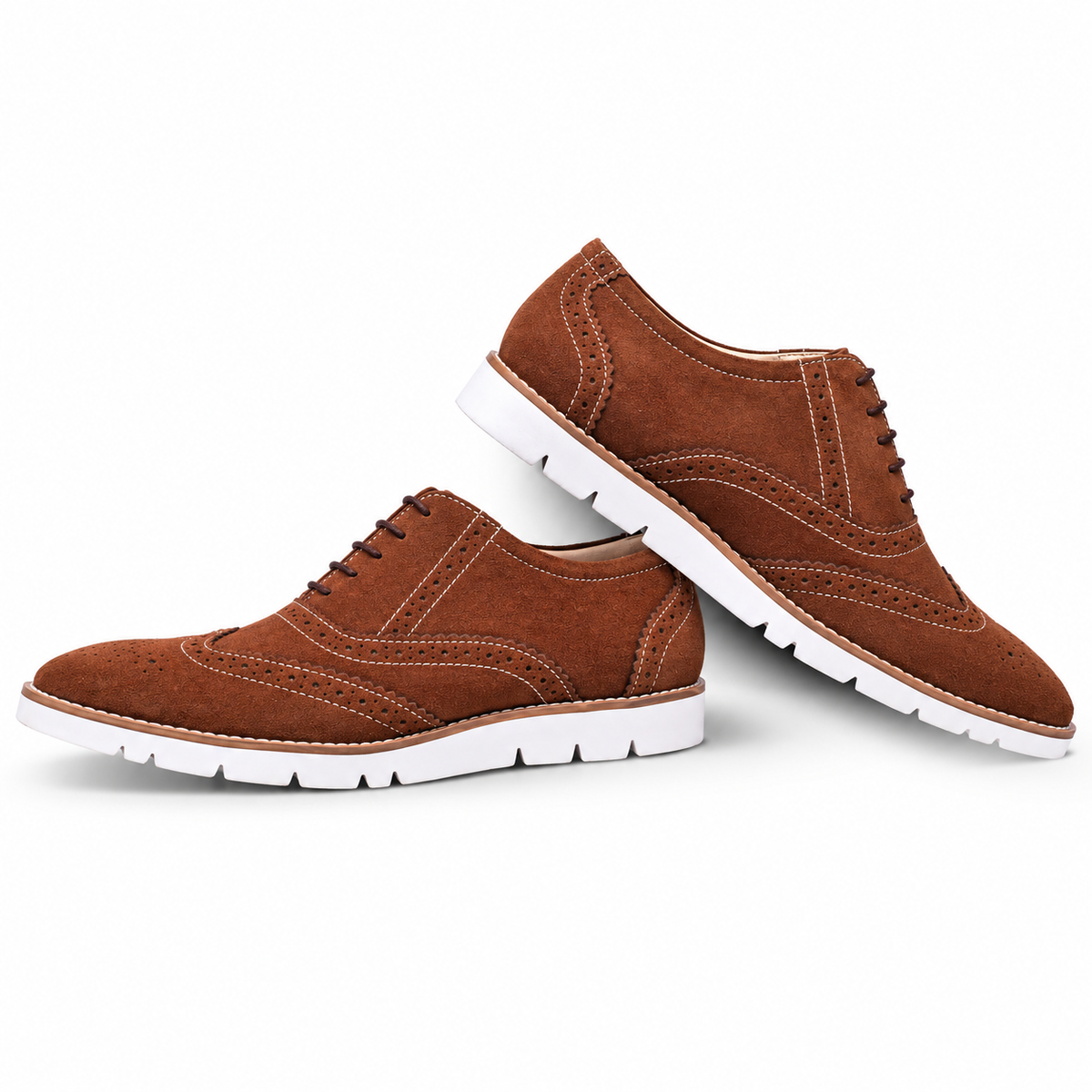 Tan suede leather sneakers by ASM.