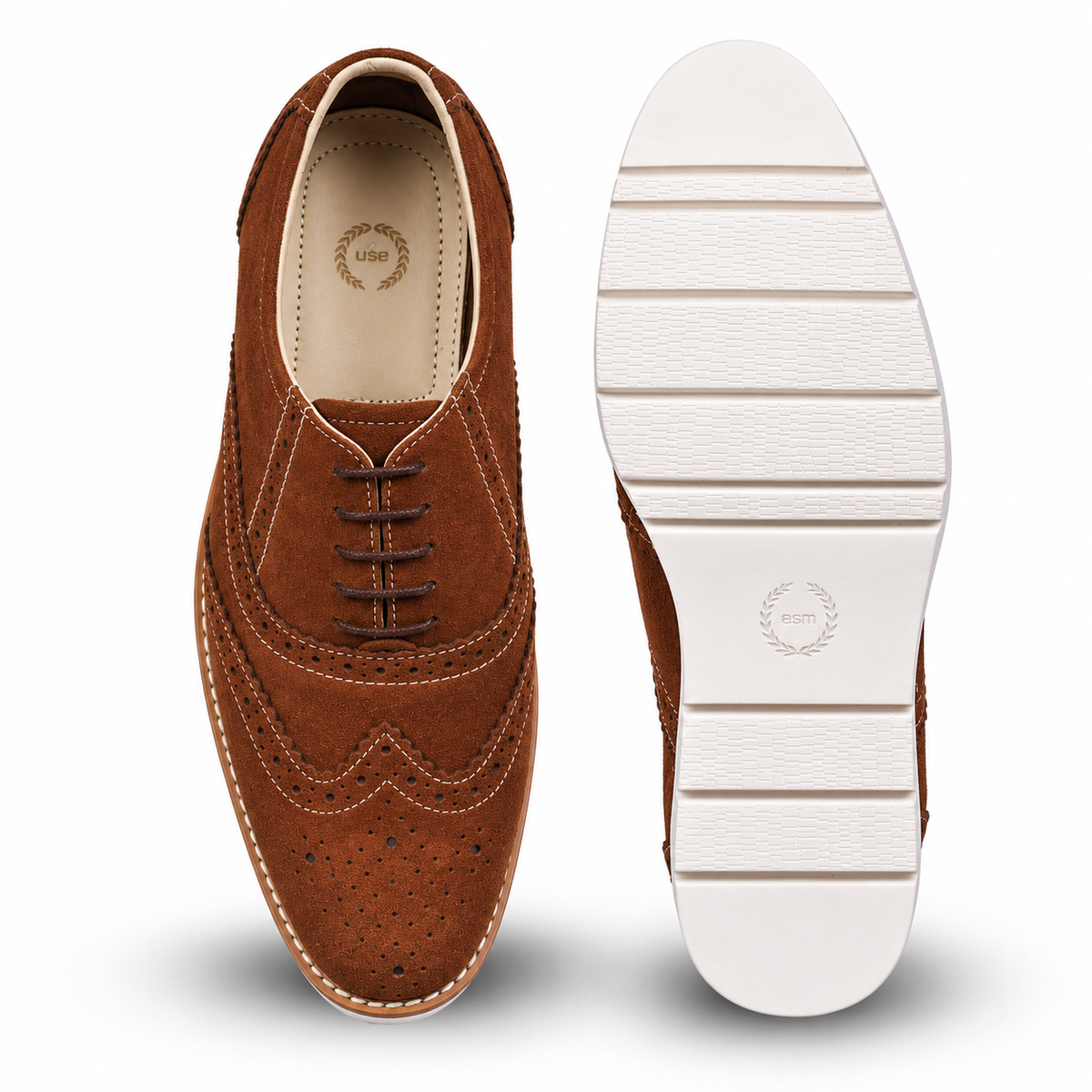 Tan suede leather sneakers by ASM.