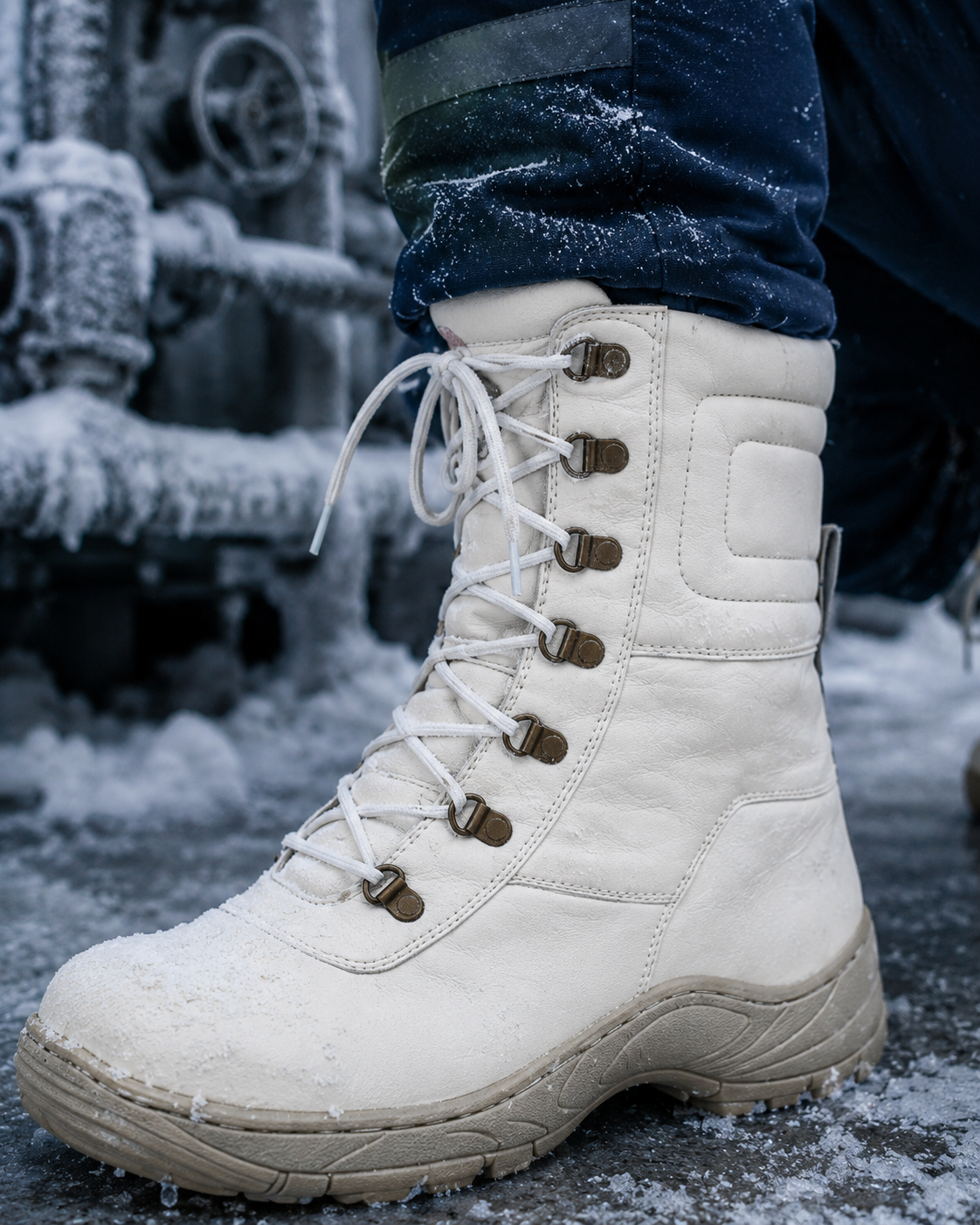 Title_Cold_Room_Insulated_White_leather_Thermal_Boots_by_ASM._T704-White
