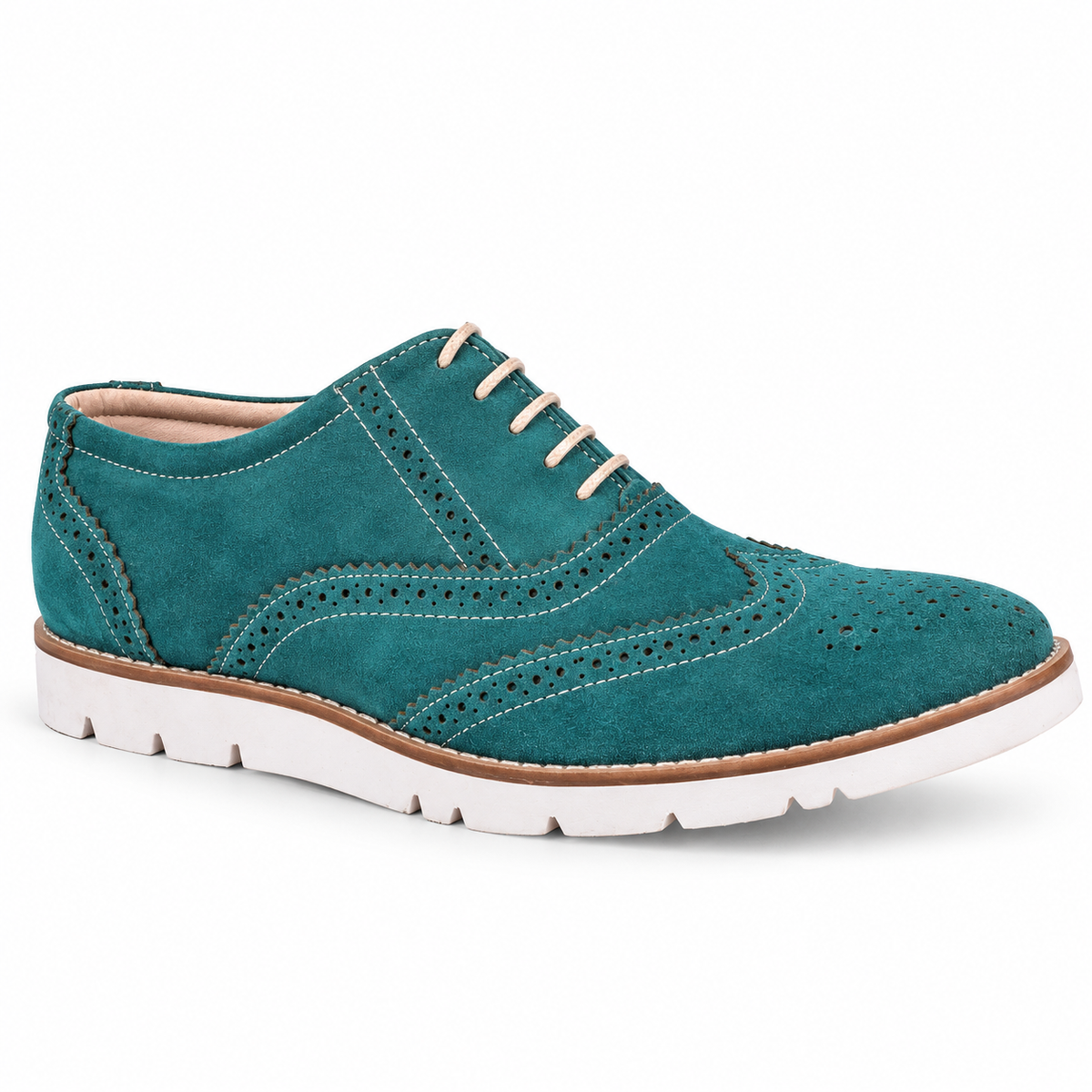 Turquoise Suede Leather Sneakers  by ASM. 