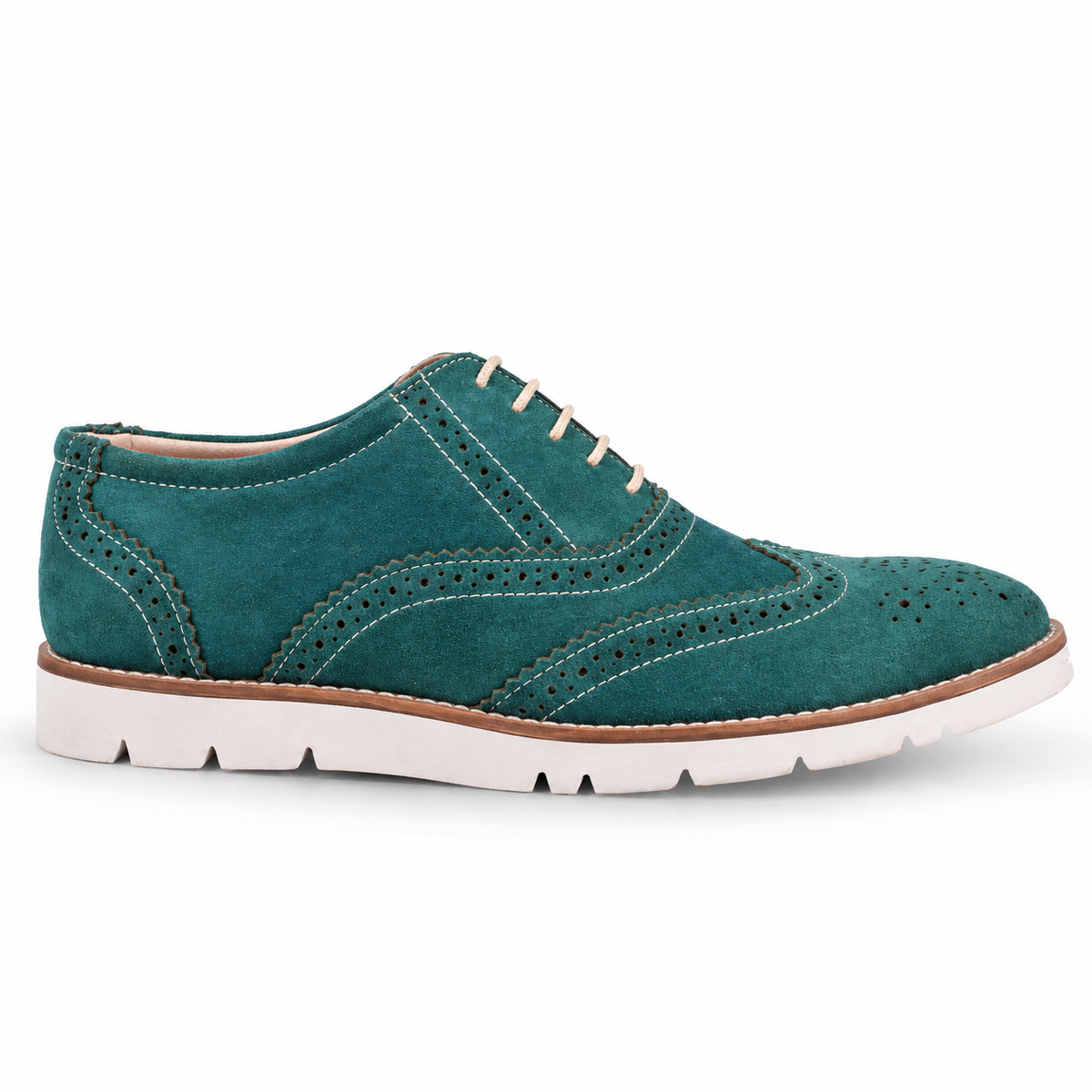 Turquoise Suede Leather Sneakers  by ASM. 