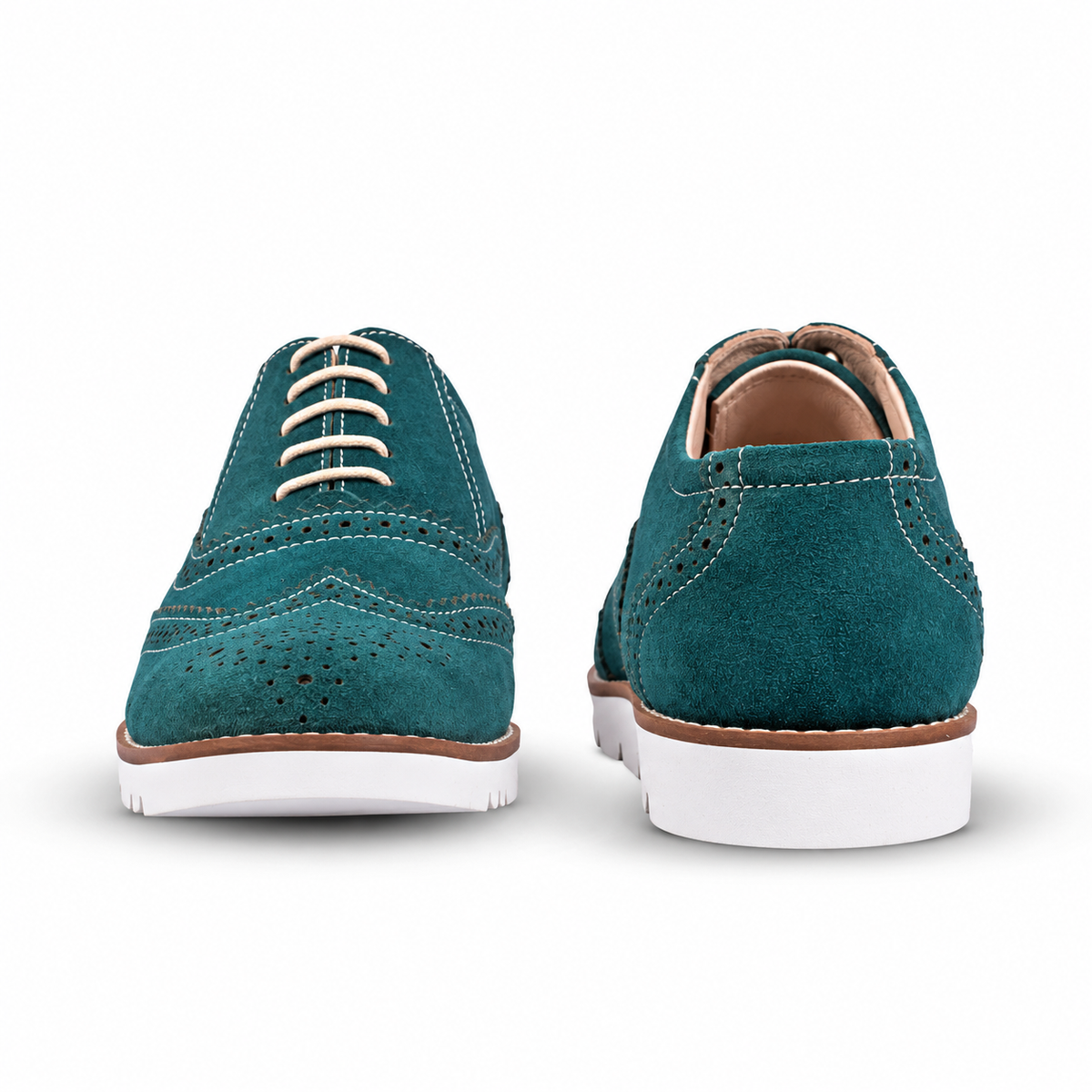 Turquoise Suede Leather Sneakers  by ASM. 