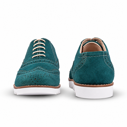 Turquoise Suede Leather Sneakers  by ASM. 
