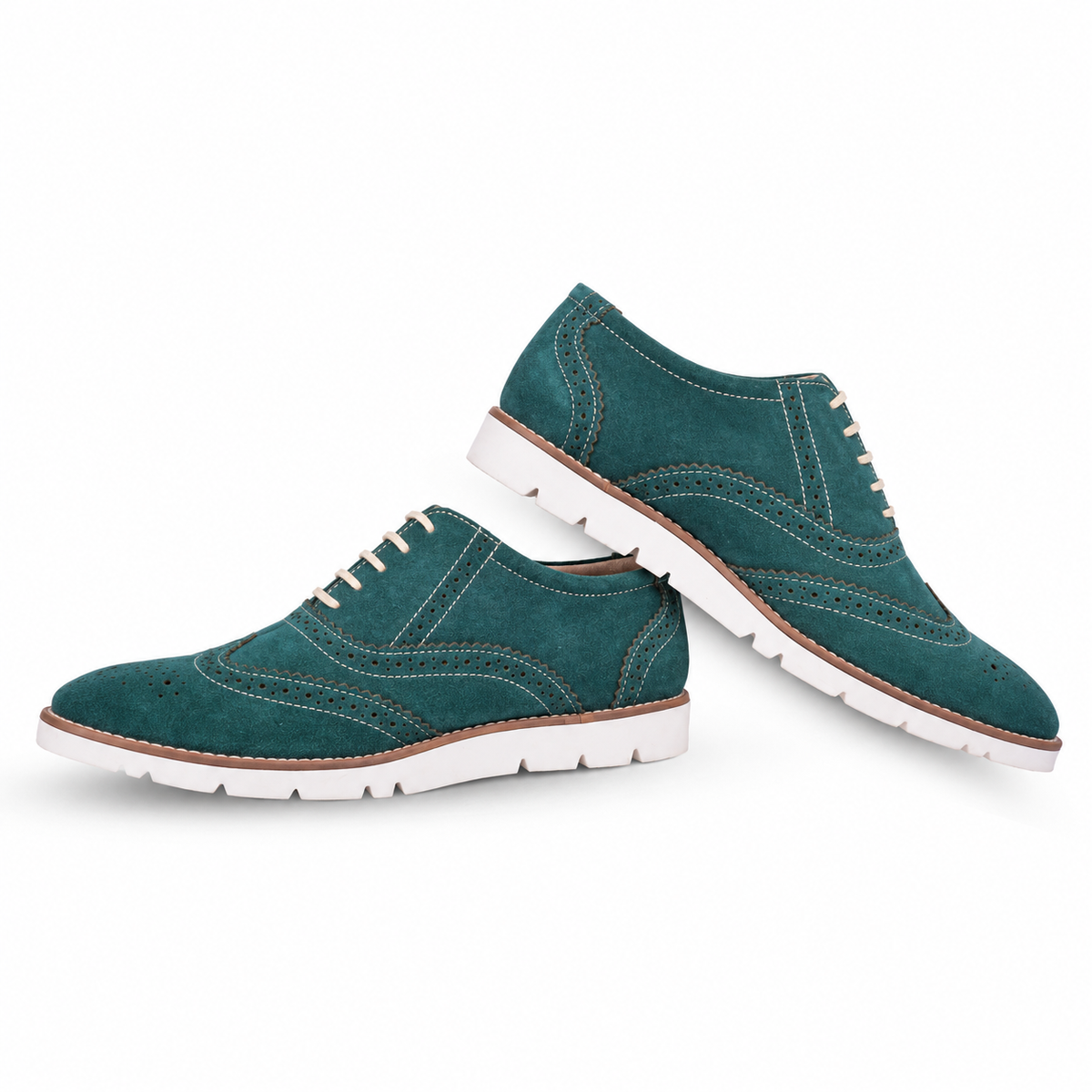 Turquoise Suede Leather Sneakers  by ASM. 