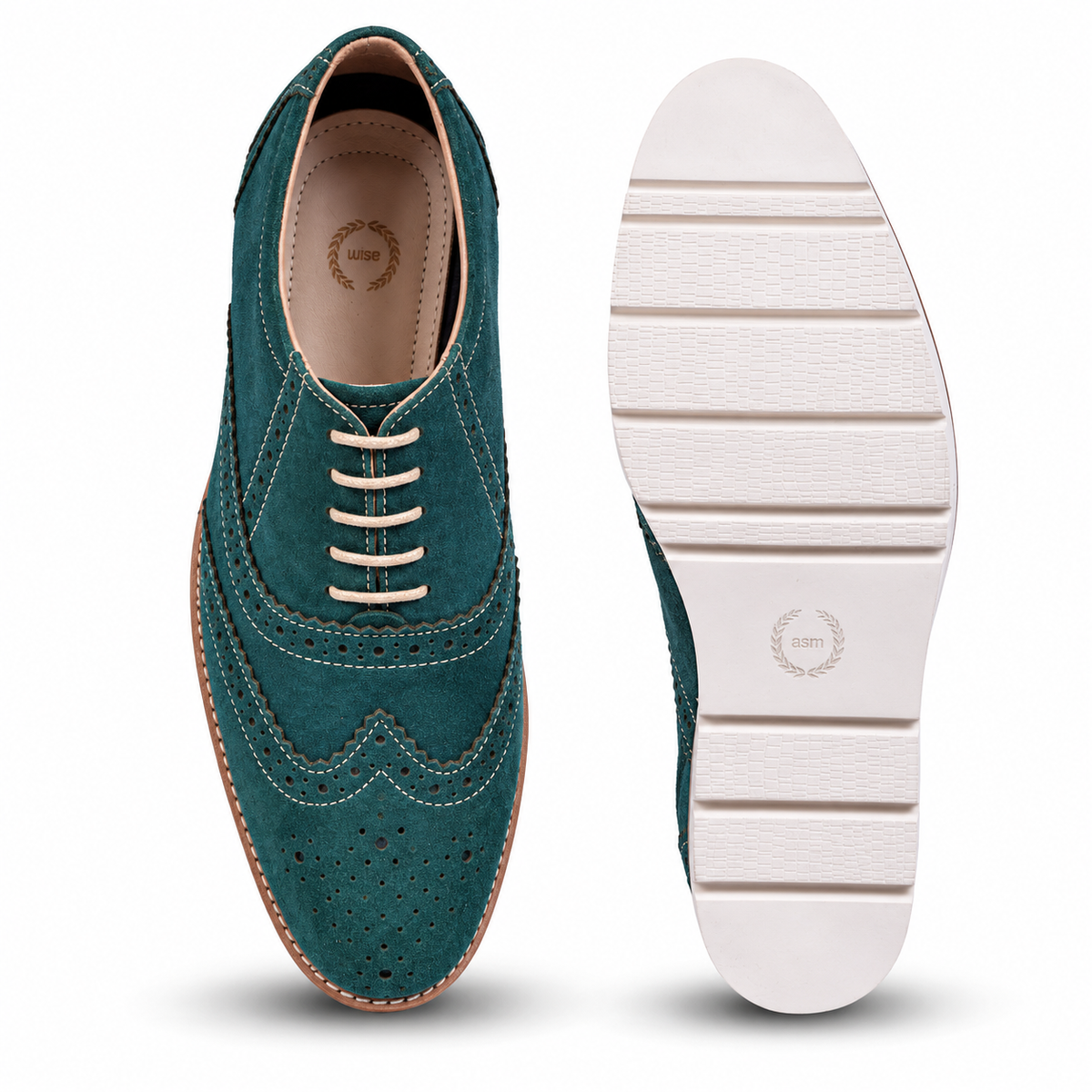 Turquoise Suede Leather Sneakers  by ASM. 