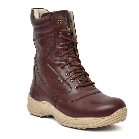 Biker Boots : Cherry leather Rider boots for bikers with side chain & Memory foam footpad.