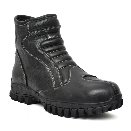 Biker Boots : Black leather Rider boots for bikers with Steel toe.
