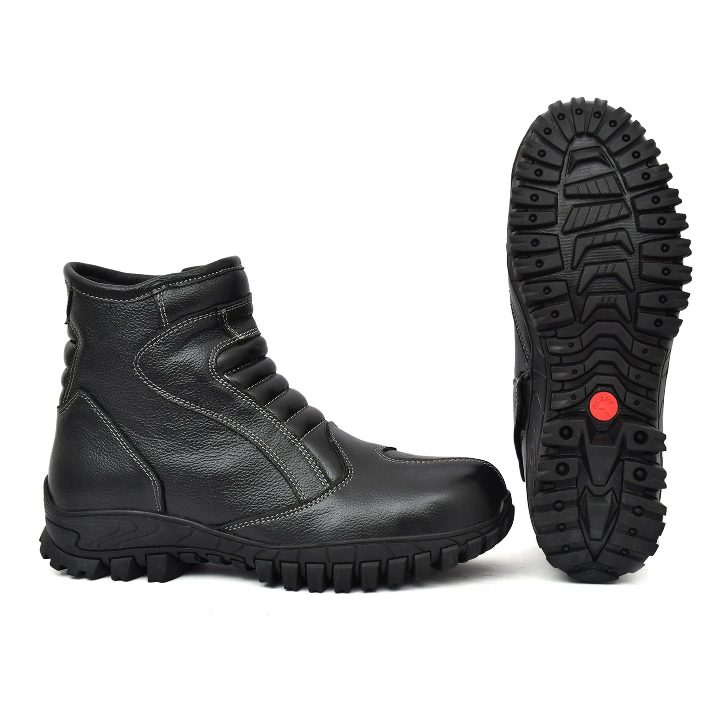 Biker Boots : Black leather Rider boots for bikers with Steel toe.