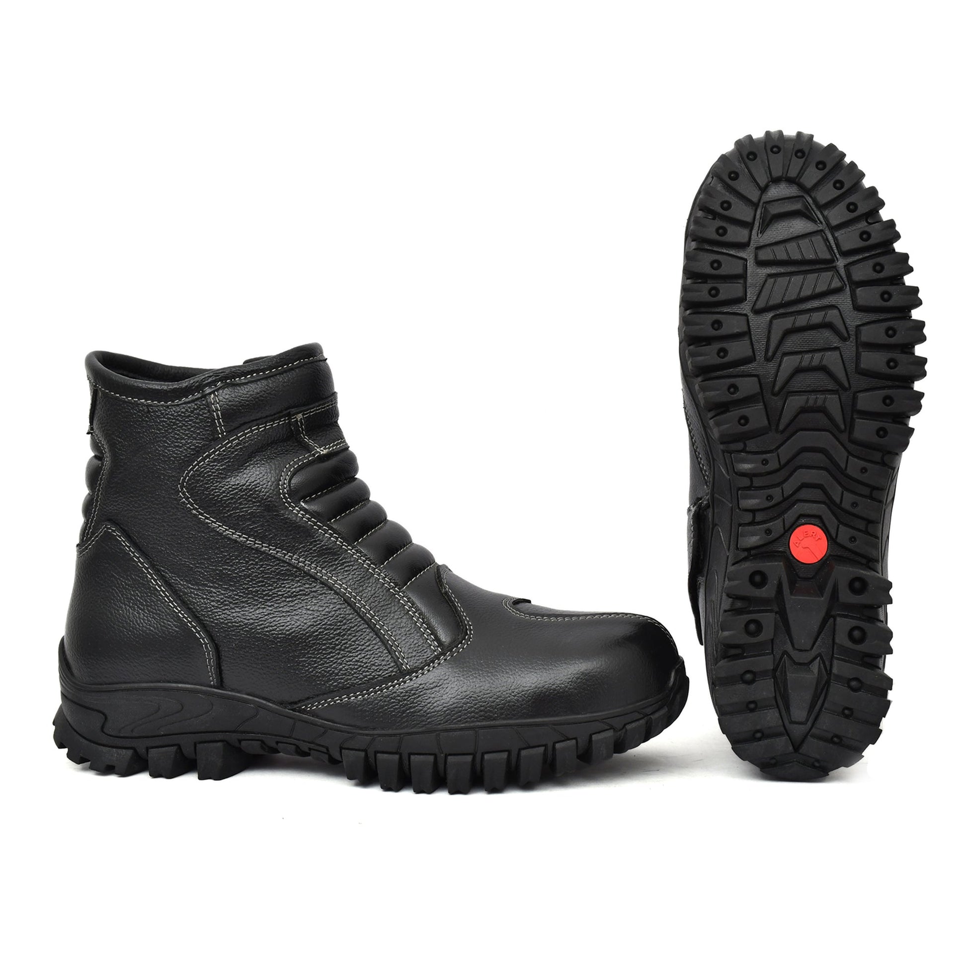 Biker Boots : Black leather Rider boots for bikers with Steel toe.
