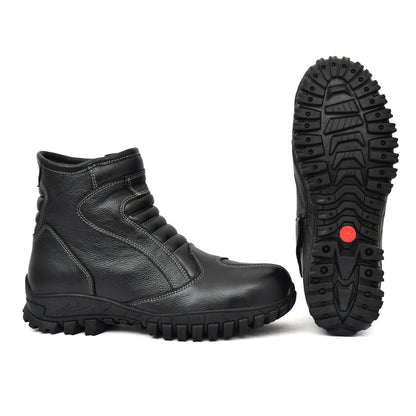 Biker Boots : Black leather Rider boots for bikers with Steel toe.