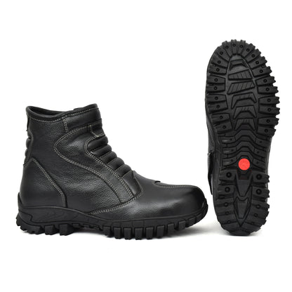 Snow Boots -Black Leather Snow Boots with Insulation, Fur & Memory Foam Footpad. WS709-Black