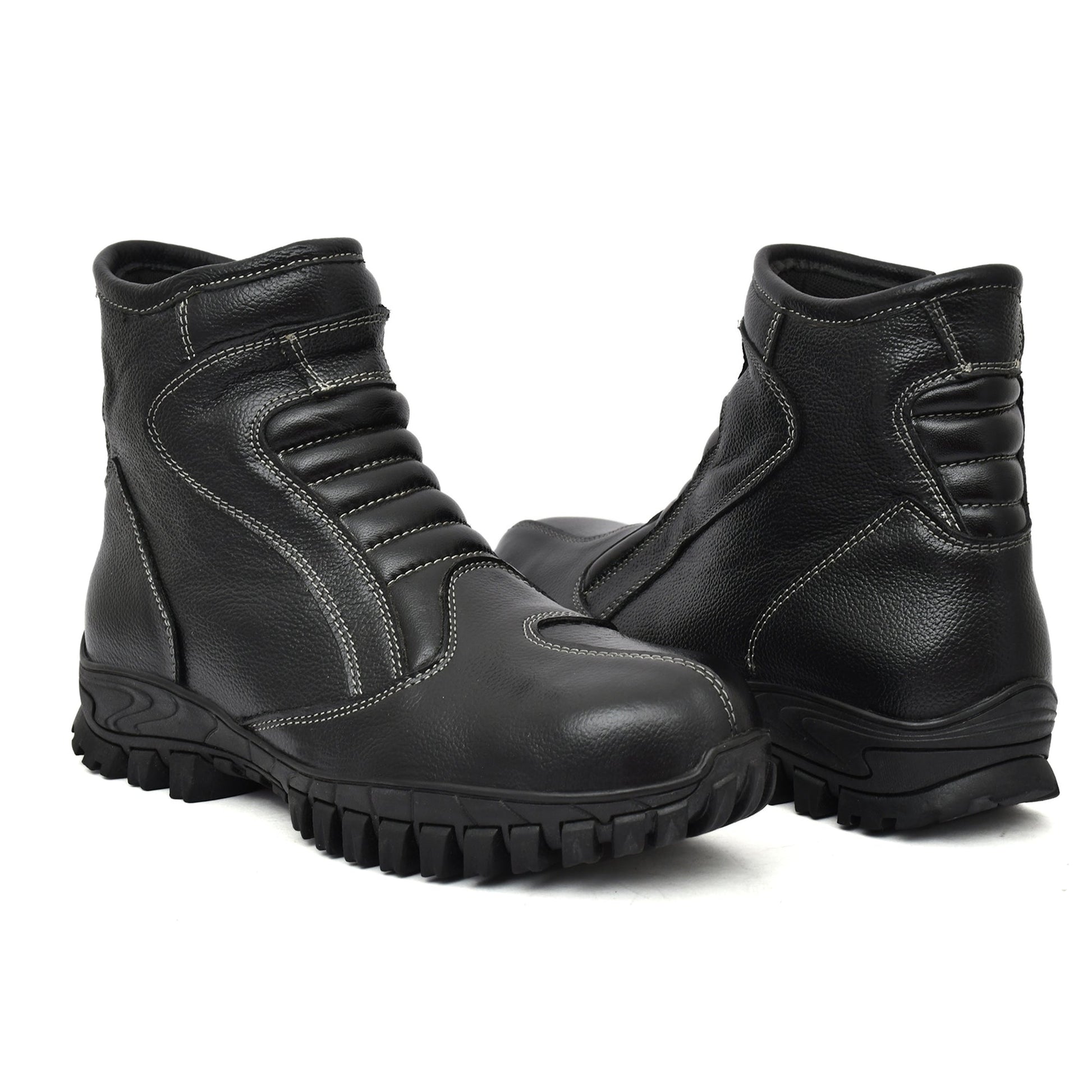 Biker Boots : Black leather Rider boots for bikers with Steel toe.
