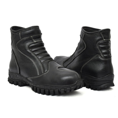 Biker Boots : Black leather Rider boots for bikers with Steel toe.
