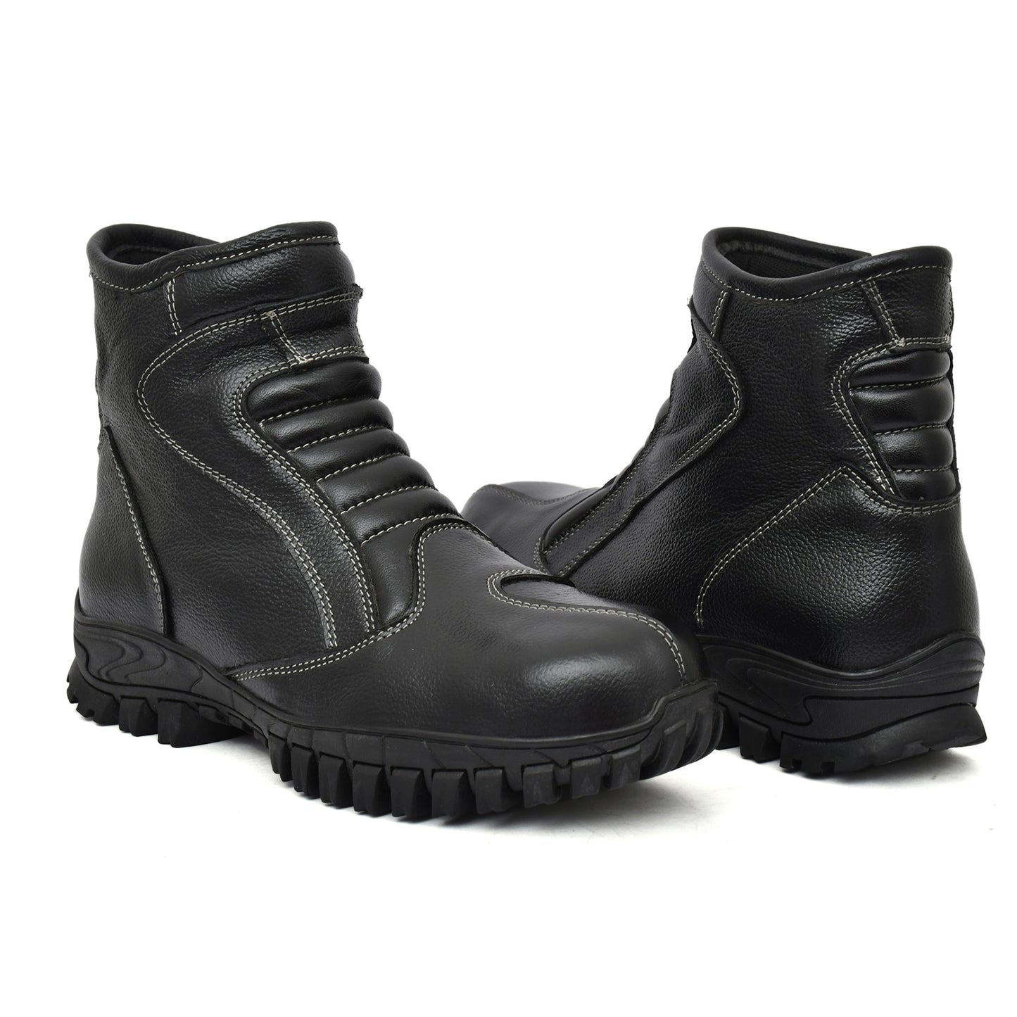 Snow Boots -Black Leather Snow Boots with Insulation, Fur & Memory Foam Footpad. WS709-Black