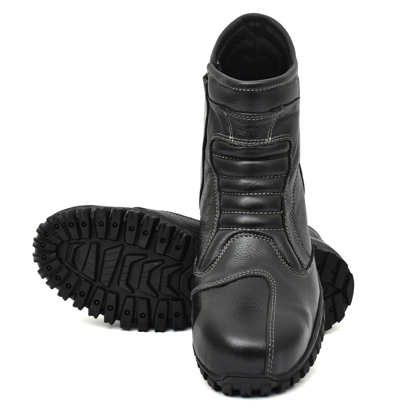 Biker Boots : Black leather Rider boots for bikers with Steel toe.