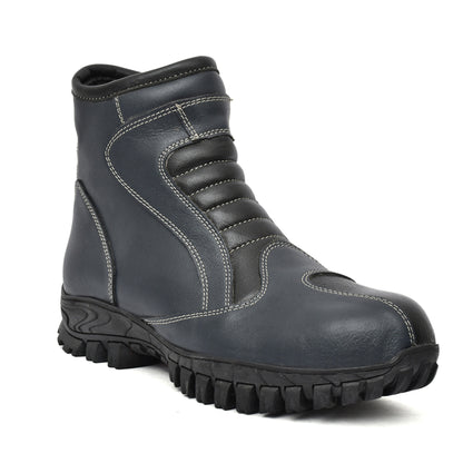 Biker Boots : Blue  & Black leather Rider boots for bikers with Steel toe.