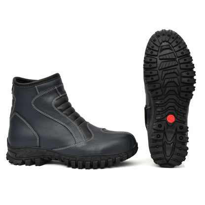 Biker Boots : Blue  & Black leather Rider boots for bikers with Steel toe.