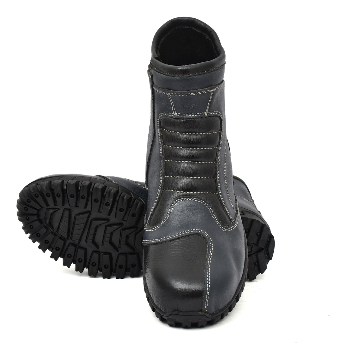 Biker Boots : Blue  & Black leather Rider boots for bikers with Steel toe.