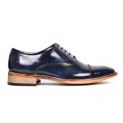 Goodyear Welted Oxford Shoes :  Blue Brush off leather with Memory foam footpad.