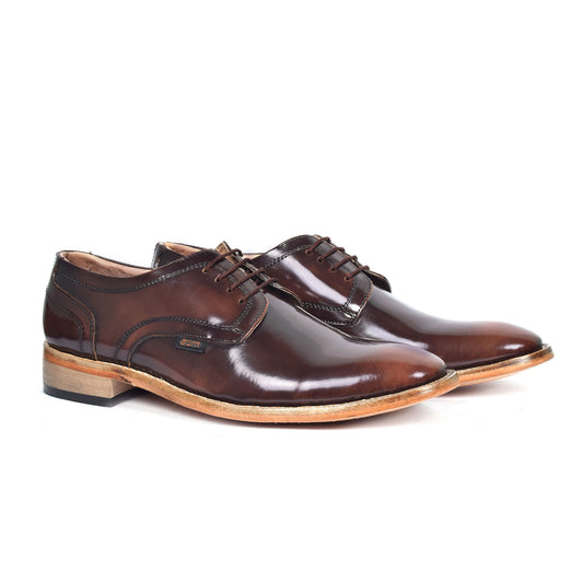 Goodyear Welted Derby Shoes :  Tan Brush off leather with Memory foam footpad.